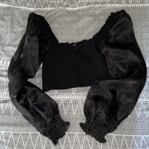 Black, long sleeve, off the shoulder crop top